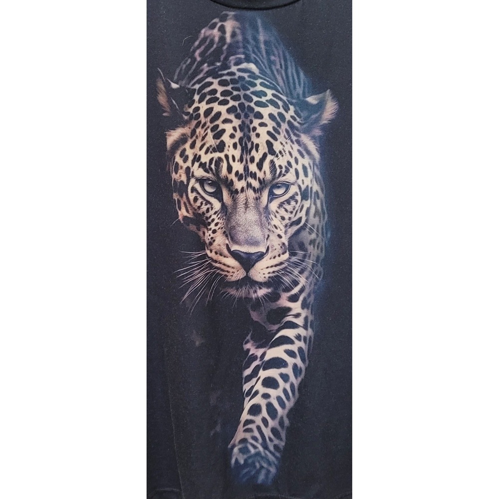 Unbranded Leopard Graphic T-Shirt Mens 1XL Black safari Short Sleeve Animal